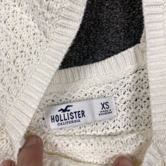 Hollister Women's Crochet Knit Pull Over Sweater Ivory Long Bell Sleeve Size XS - Picture 3 of 4